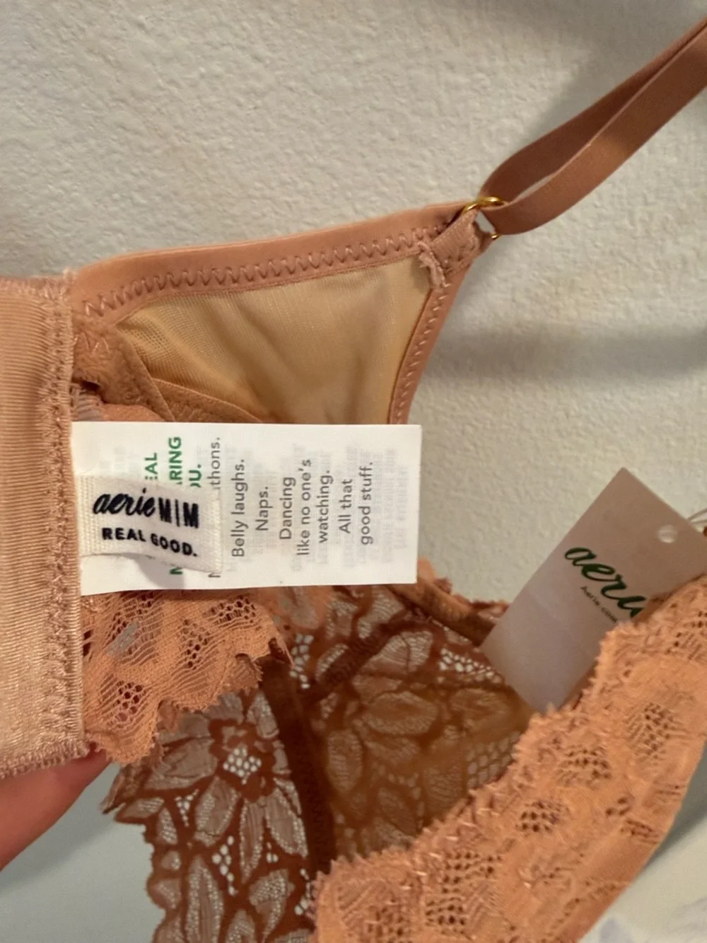 aerie Peach Lace Front-Closure Bralette - Picture 3 of 7
